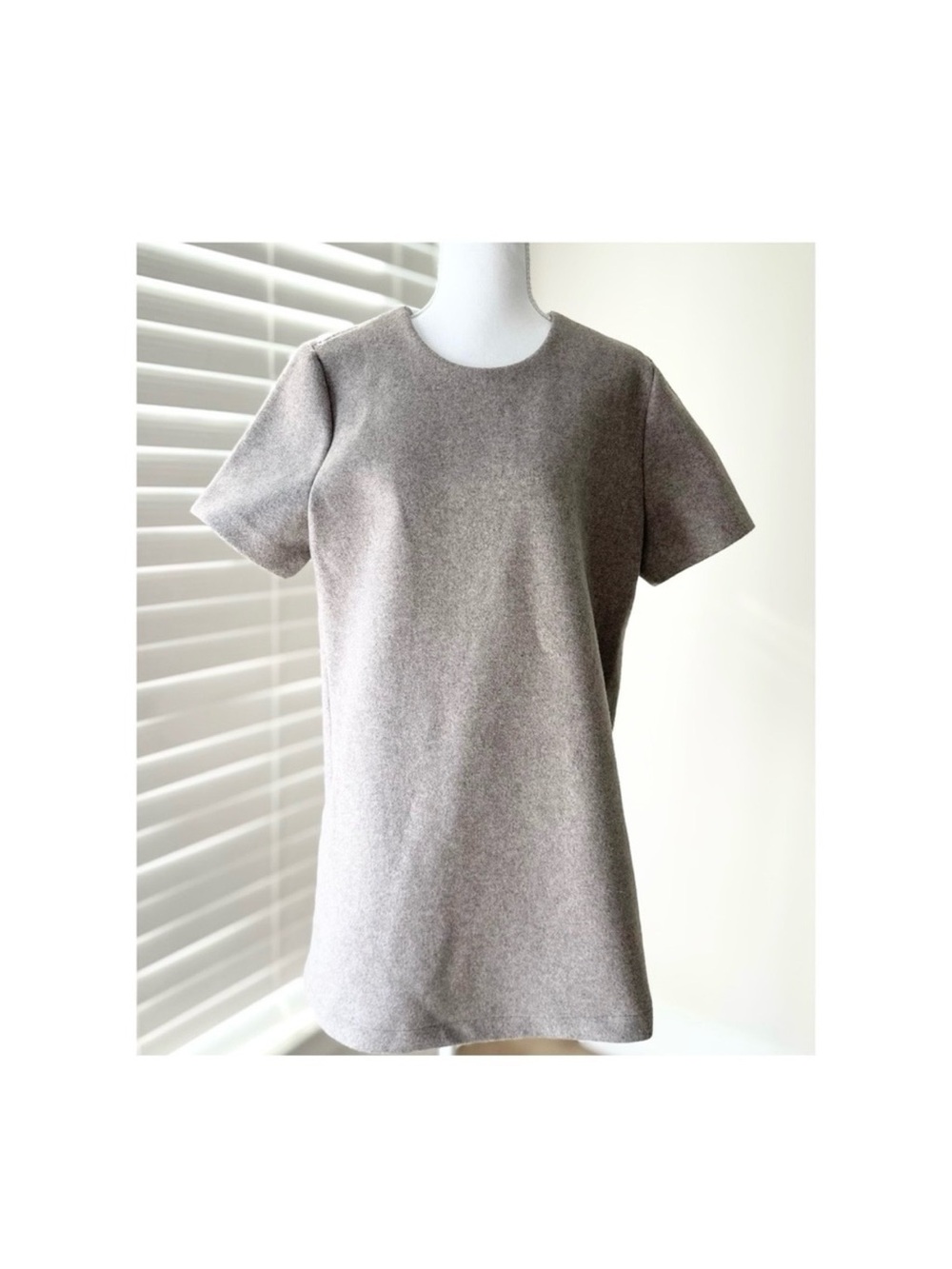 OAK + FORT Neutral Taupe Wool Blend Top